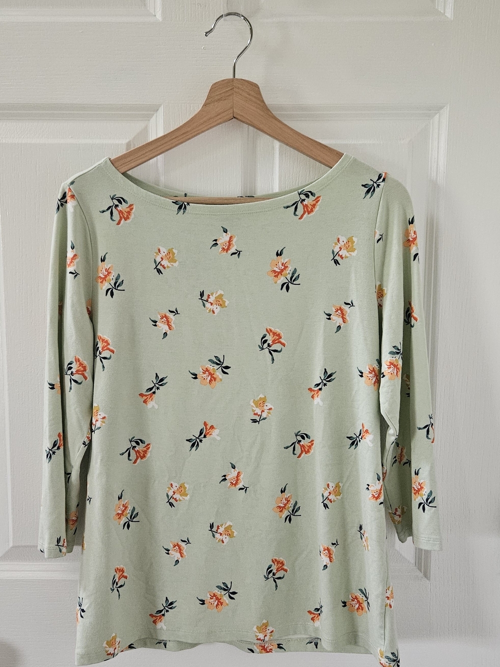 Ann Taylor Mint Green Floral 3/4 Sleeve Top